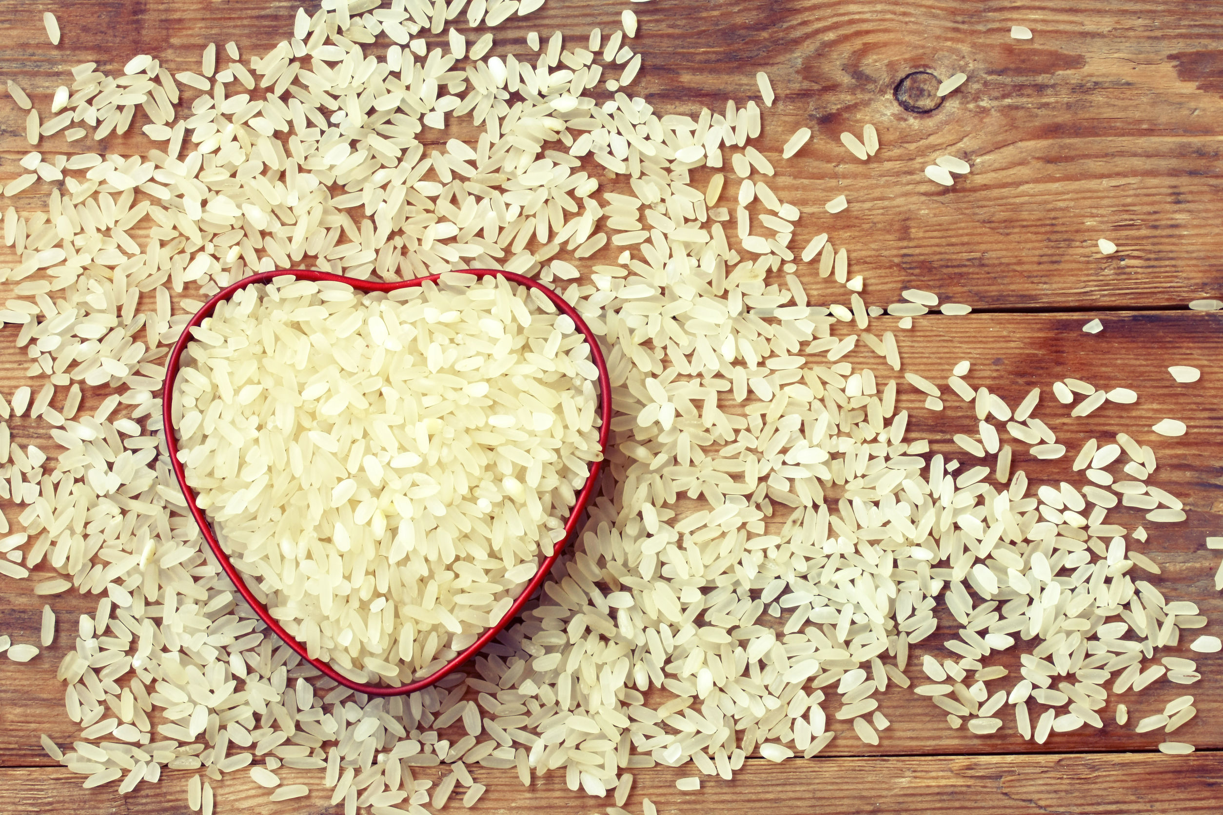 Rice heart on wooden plank.