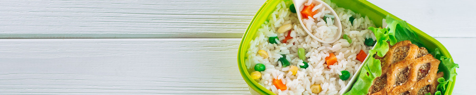 Banner Image of a school lunch with rice.