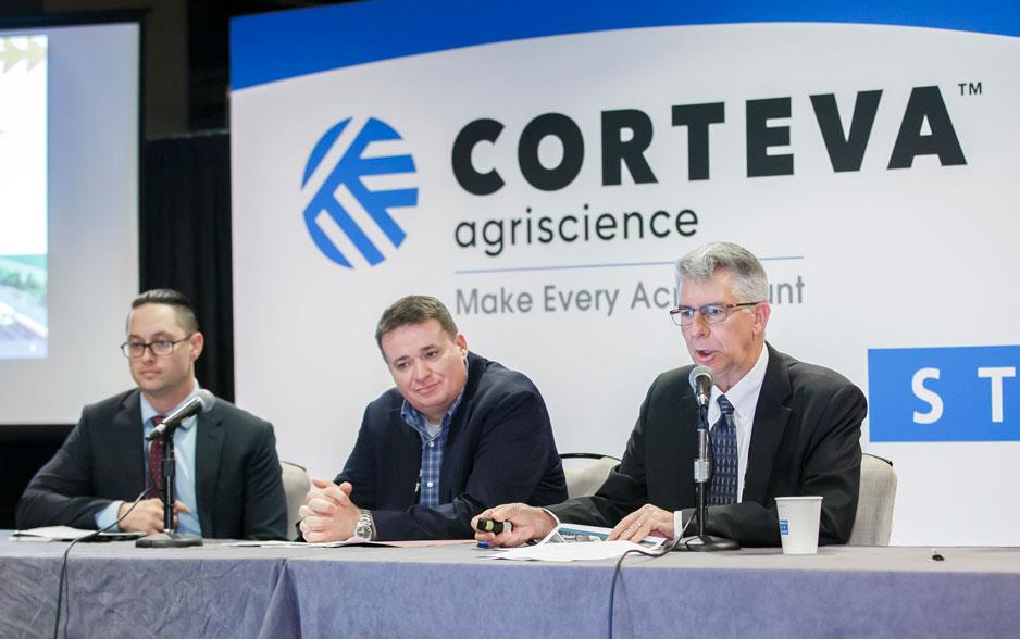 2021 Outlook Cybersecurity Panel, three white men sit at table 