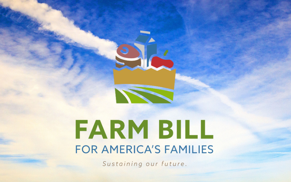 Farm Bill logo on blue sky background