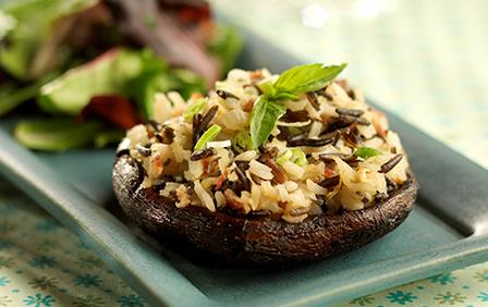 Portobello-Mushroom-Stuffed-with wild rice