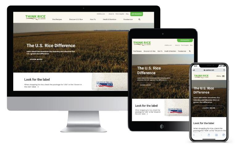 New ThinkRice website on three different screens: desktop, iPad, and cellphone