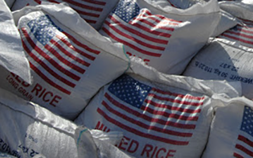 Bags of US rice in Haiti