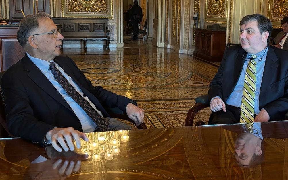 Senator-John-Boozman-&-Riceland-COO-Ben-Noble seated outside a hearing room on Capitol Hill