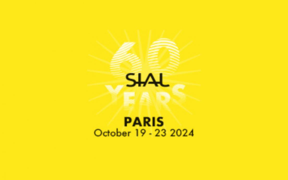 SIAL 2024 logo, text on bright yellow background