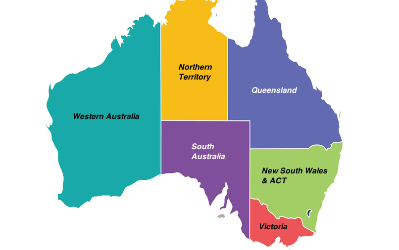 Colorful State Map of Australia