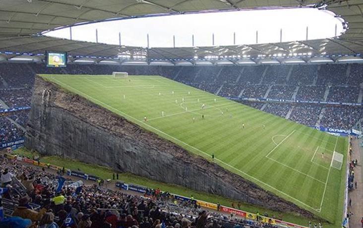 Uneven playing field inside stadium