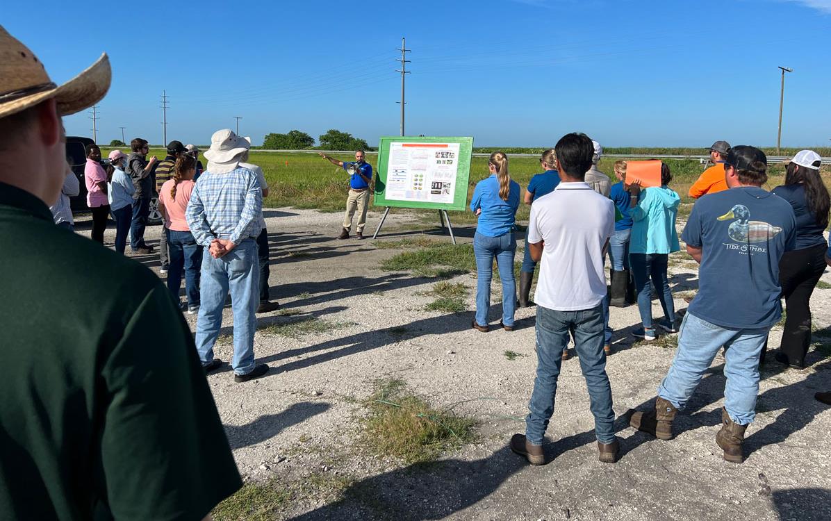 2022-Florida-Field-Day, presentation near rice fields