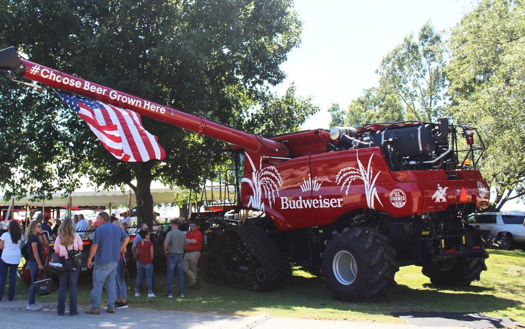 MS-AB-Field-Day, crowd gathers around Choose-Beer-Grown-Here-equipment