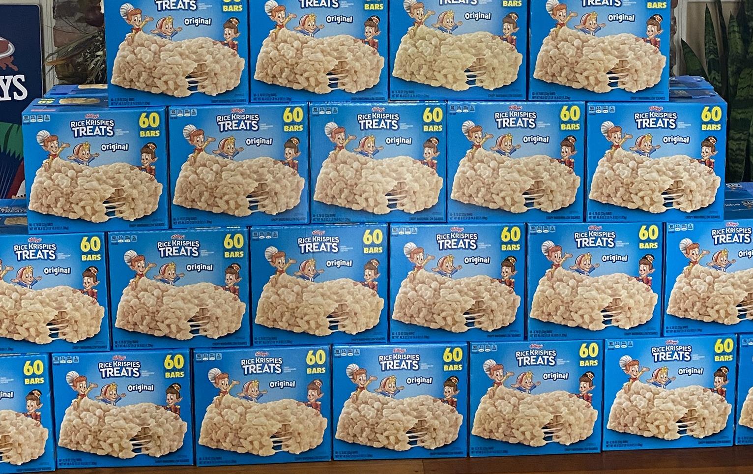 Pyramid of rice krispie treat boxes