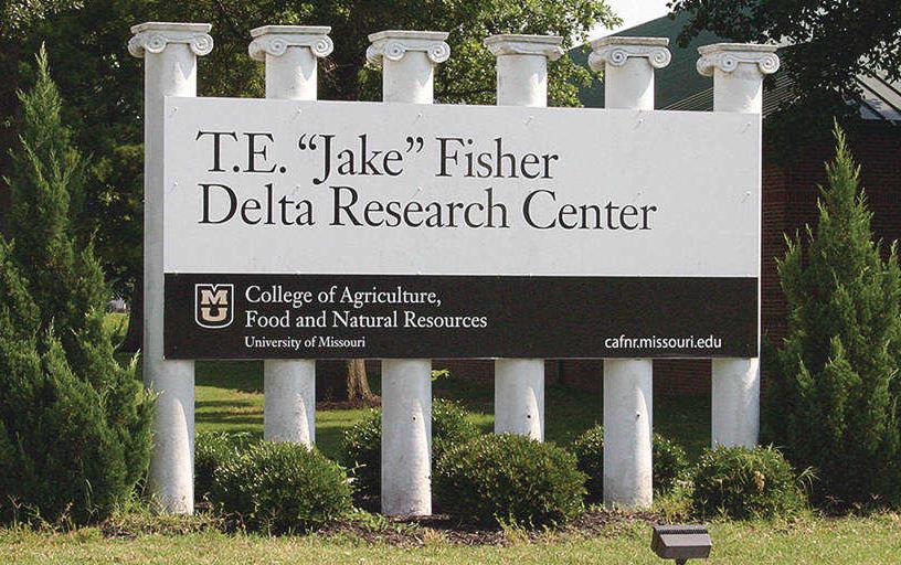 T.E. "Jake" Fisher Delta Research Center sign with pillars