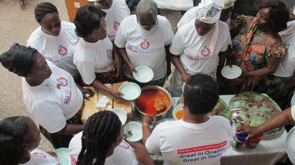 overhead shot of serving food in ghana